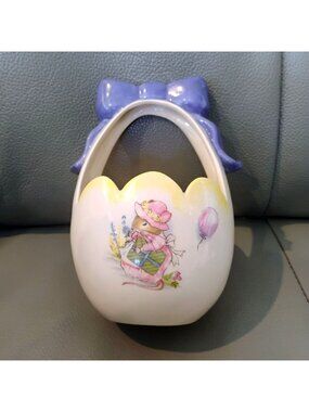 Vintage Staffordshire Royal Kent Mouse Party Ceramic Easter Basket 5.5" Tall
